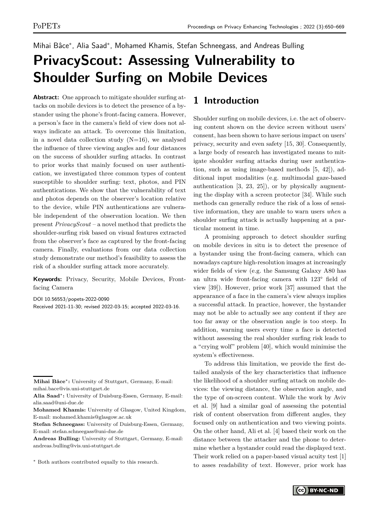 PrivacyScout: Assessing Vulnerability to Shoulder Surfing on Mobile Devices