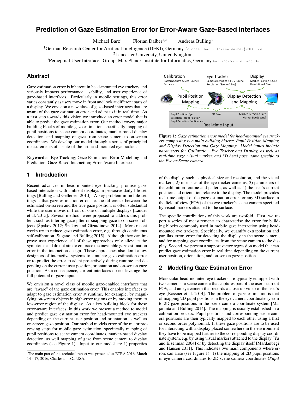 Computational Modelling and Prediction of Gaze Estimation Error for Head-mounted Eye Trackers