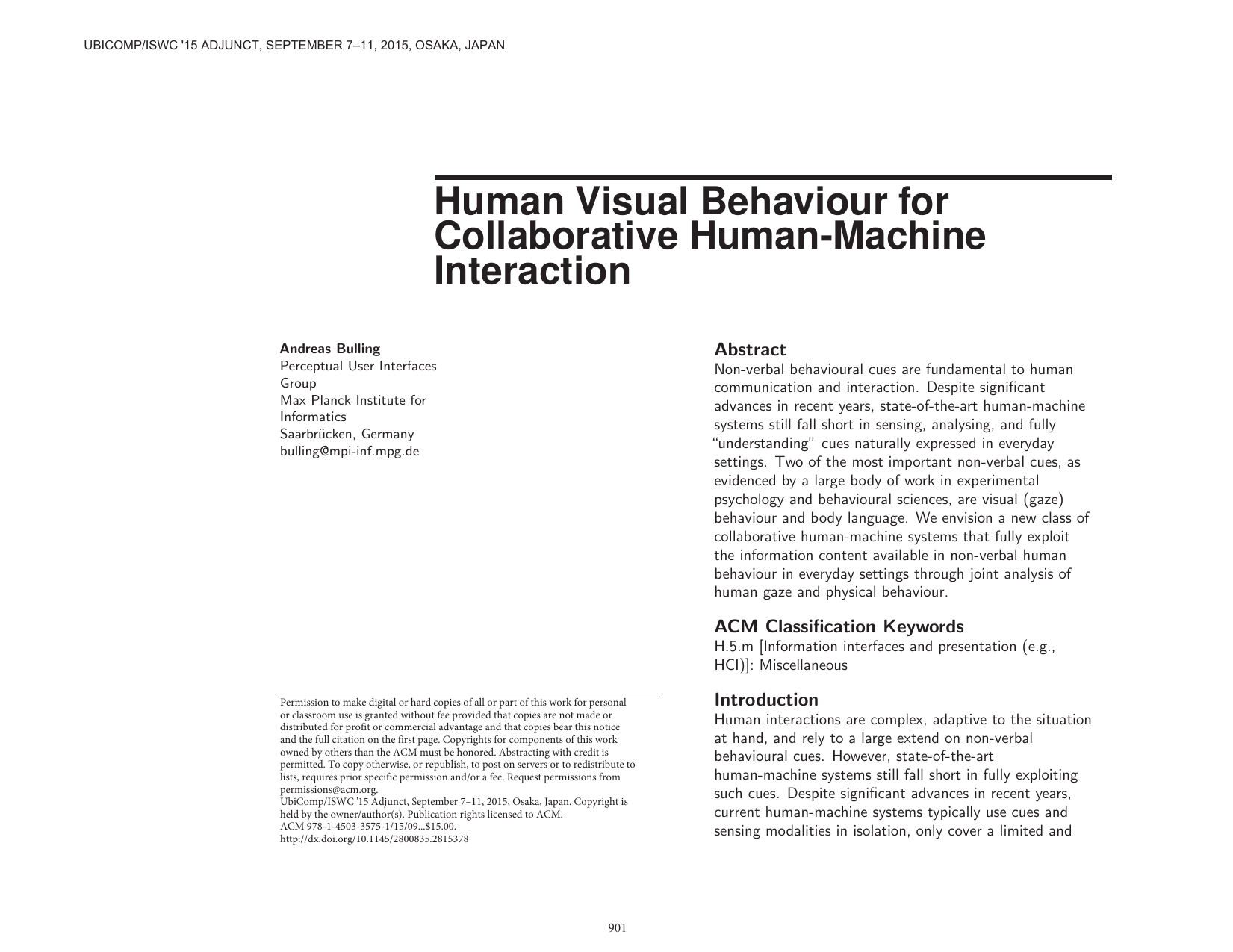 Human Visual Behaviour for Collaborative Human-Machine Interaction