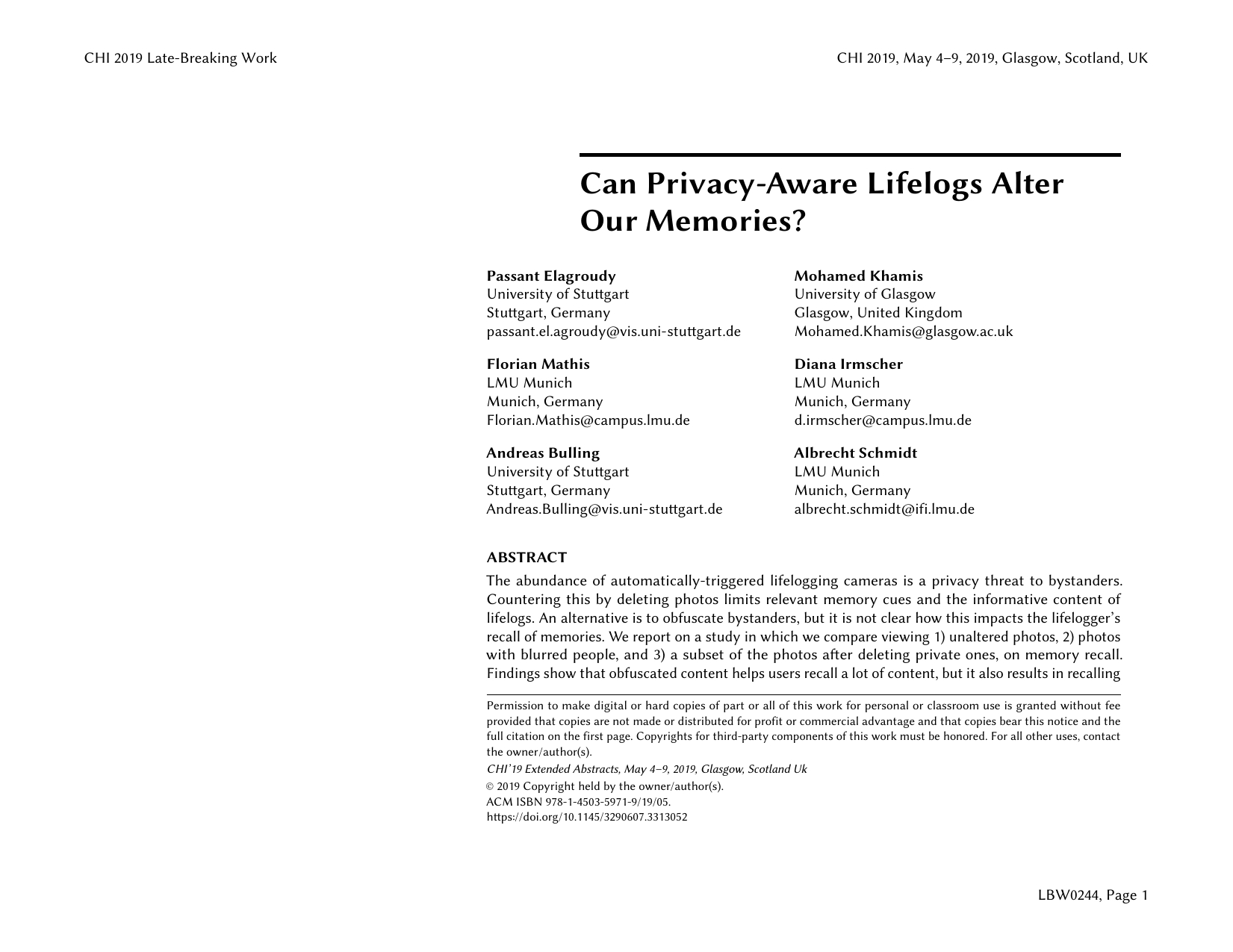 Can Privacy-Aware Lifelogs Alter Our Memories?