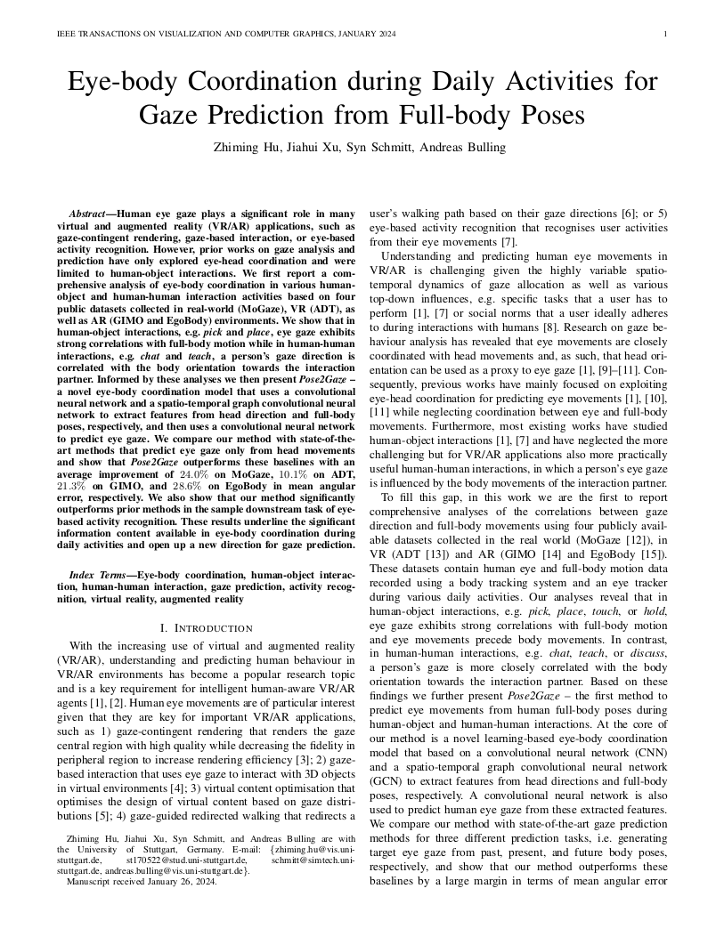 Pose2Gaze: Eye-body Coordination during Daily Activities for Gaze Prediction from Full-body Poses