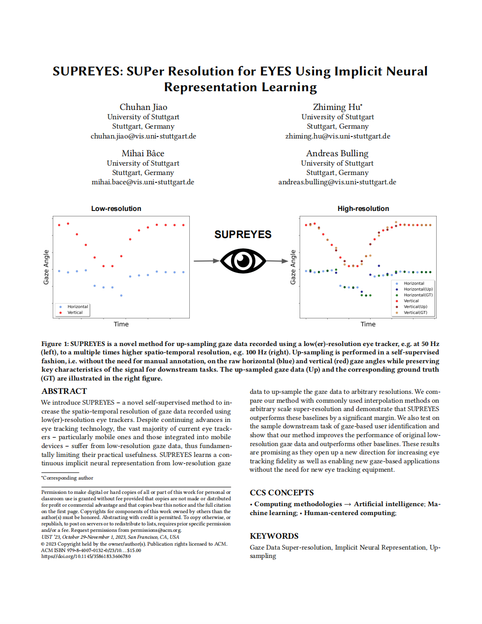 SUPREYES: SUPer Resolution for EYES Using Implicit Neural Representation Learning