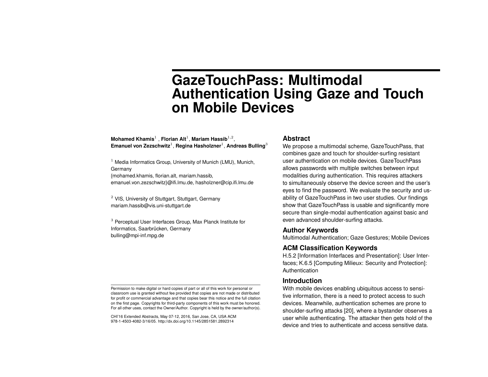GazeTouchPass: Multimodal Authentication Using Gaze and Touch on Mobile Devices