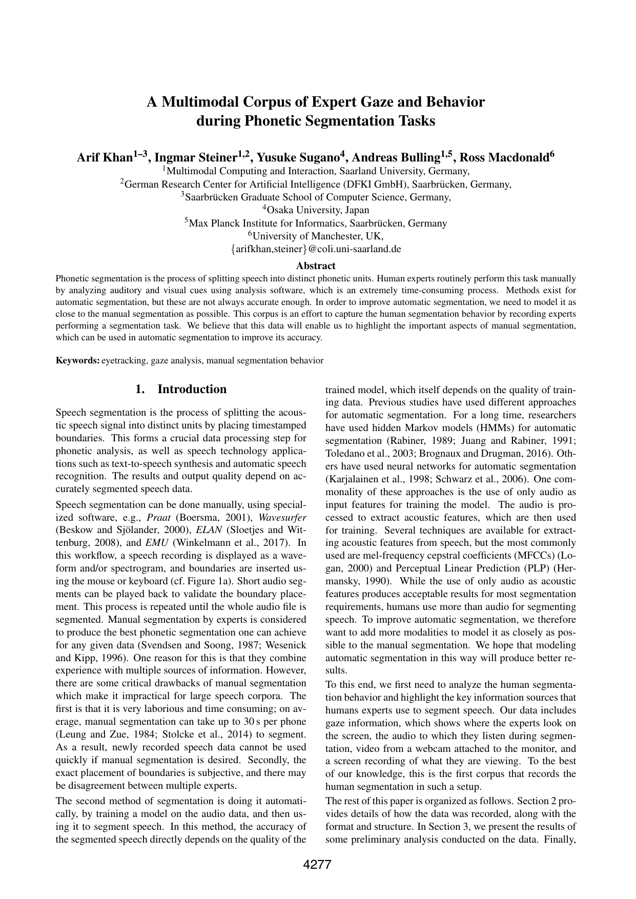 A Multimodal Corpus of Expert Gaze and Behavior during Phonetic Segmentation Tasks