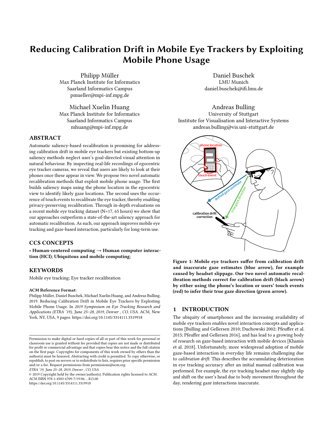 Reducing Calibration Drift in Mobile Eye Trackers by Exploiting Mobile Phone Usage