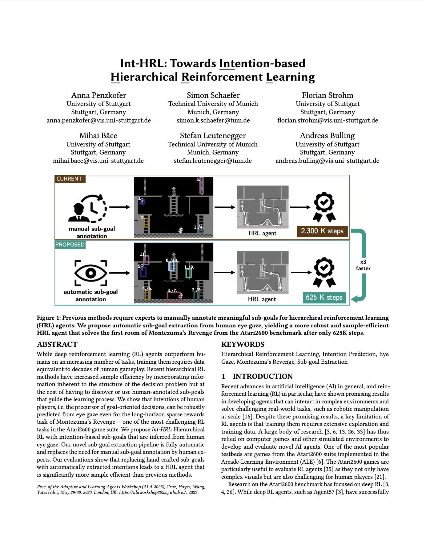 Int-HRL: Towards Intention-based Hierarchical Reinforcement Learning