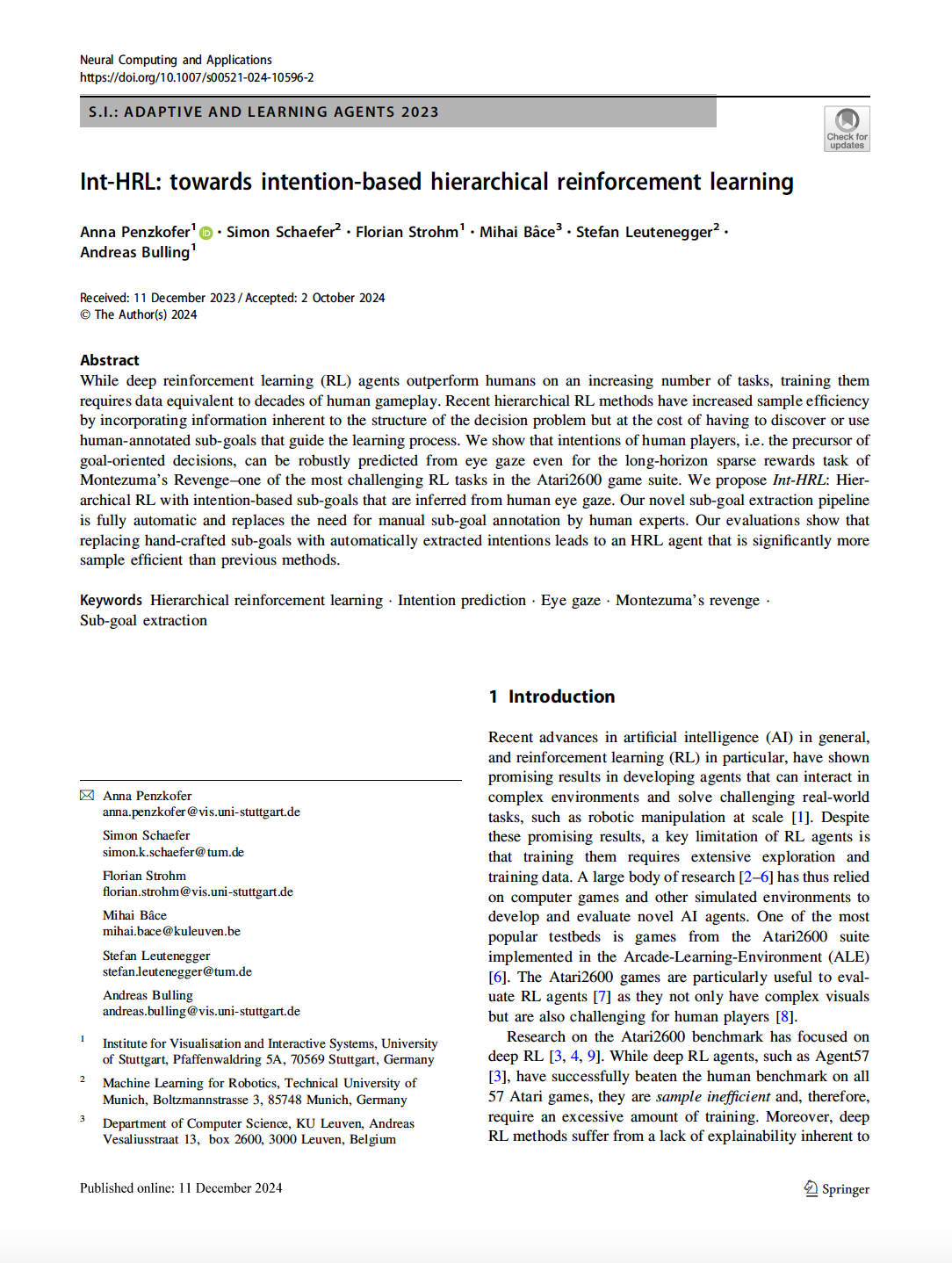 Int-HRL: Towards Intention-based Hierarchical Reinforcement Learning