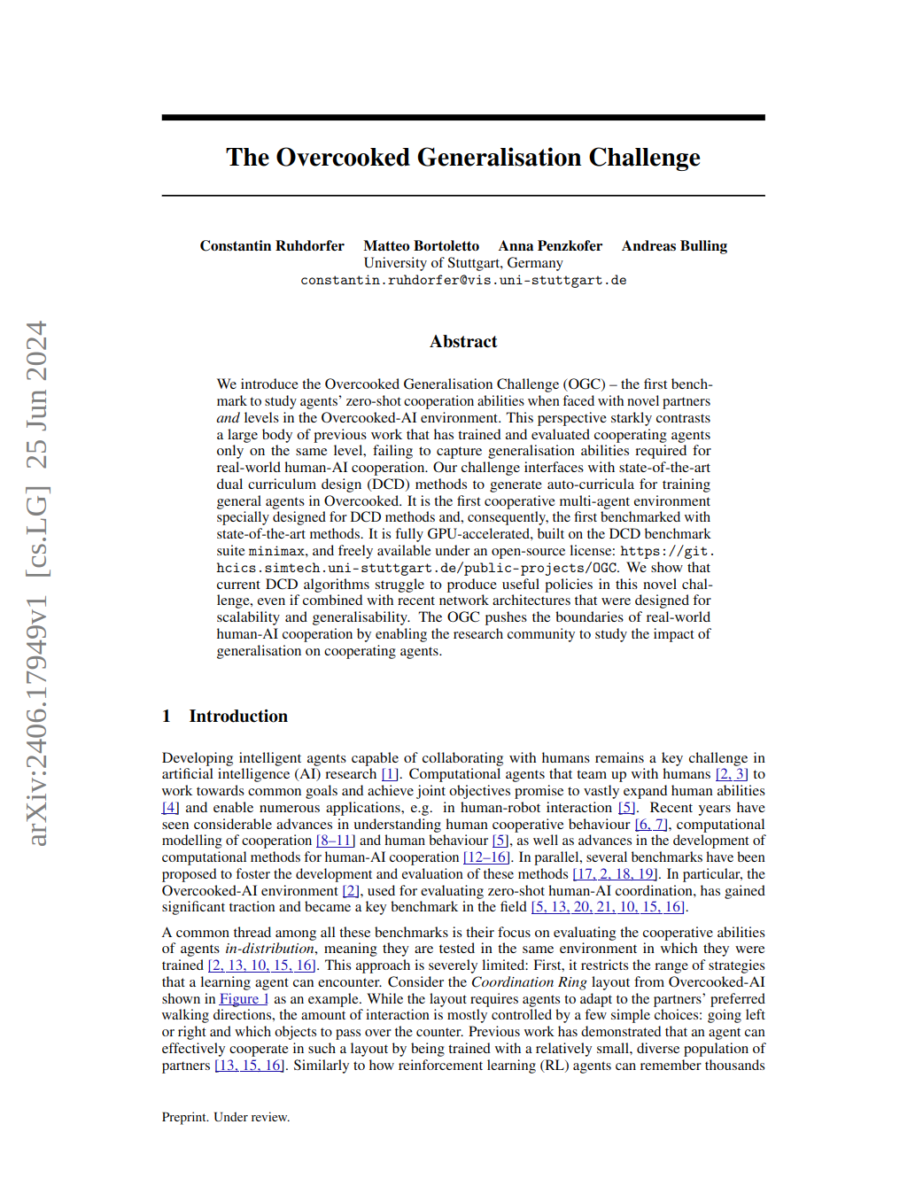 The Overcooked Generalisation Challenge
