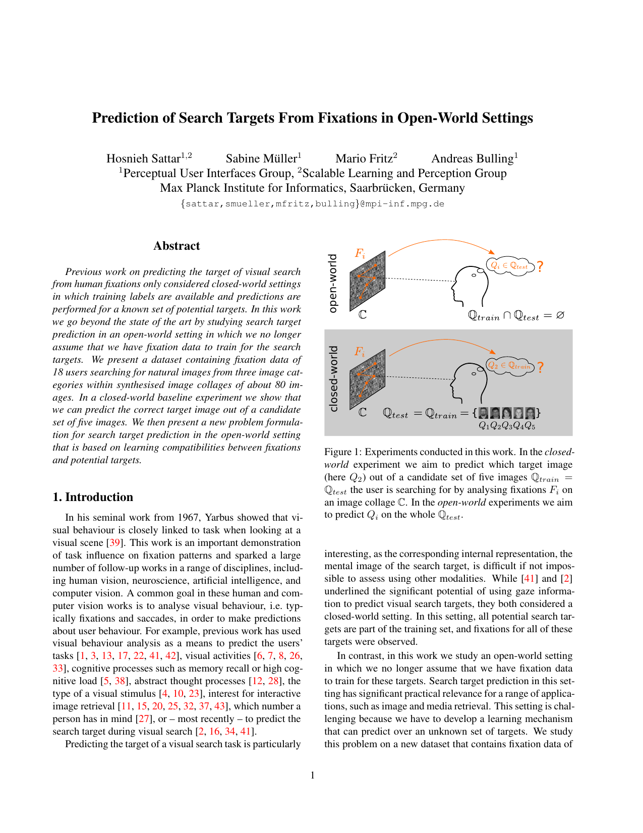 Prediction of Search Targets From Fixations in Open-world Settings