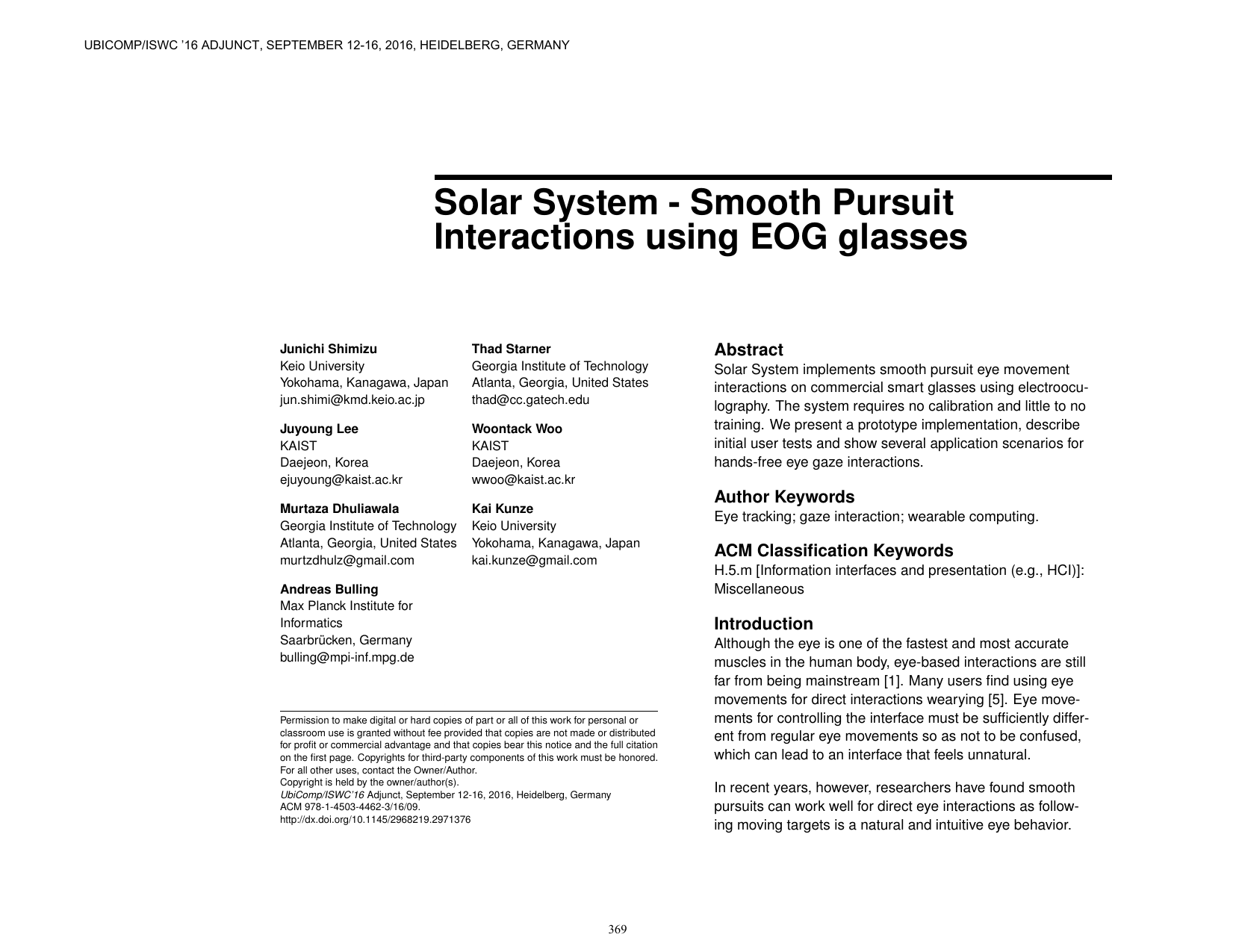 Solar System: Smooth Pursuit Interactions Using EOG Glasses