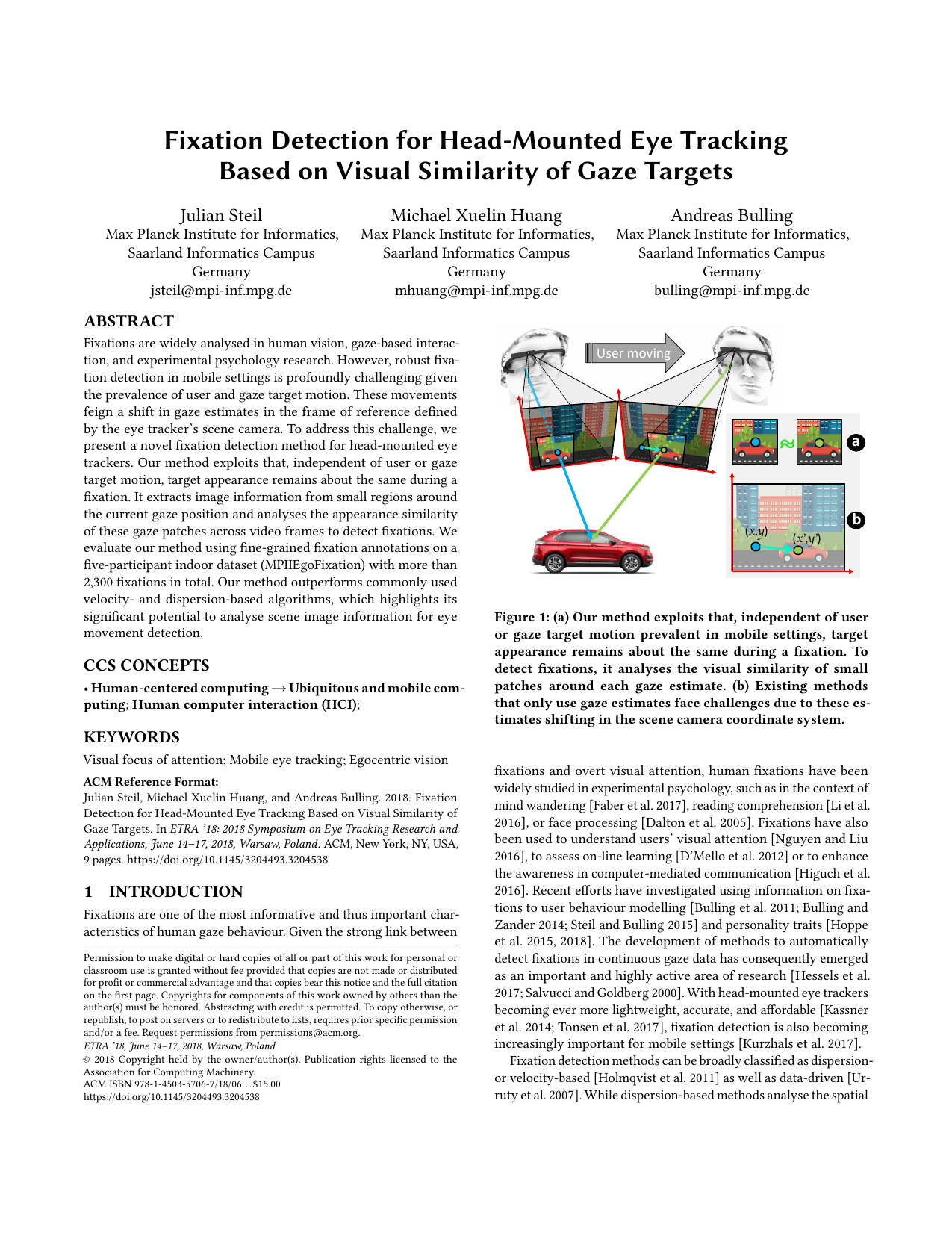 Fixation Detection for Head-Mounted Eye Tracking Based on Visual Similarity of Gaze Targets