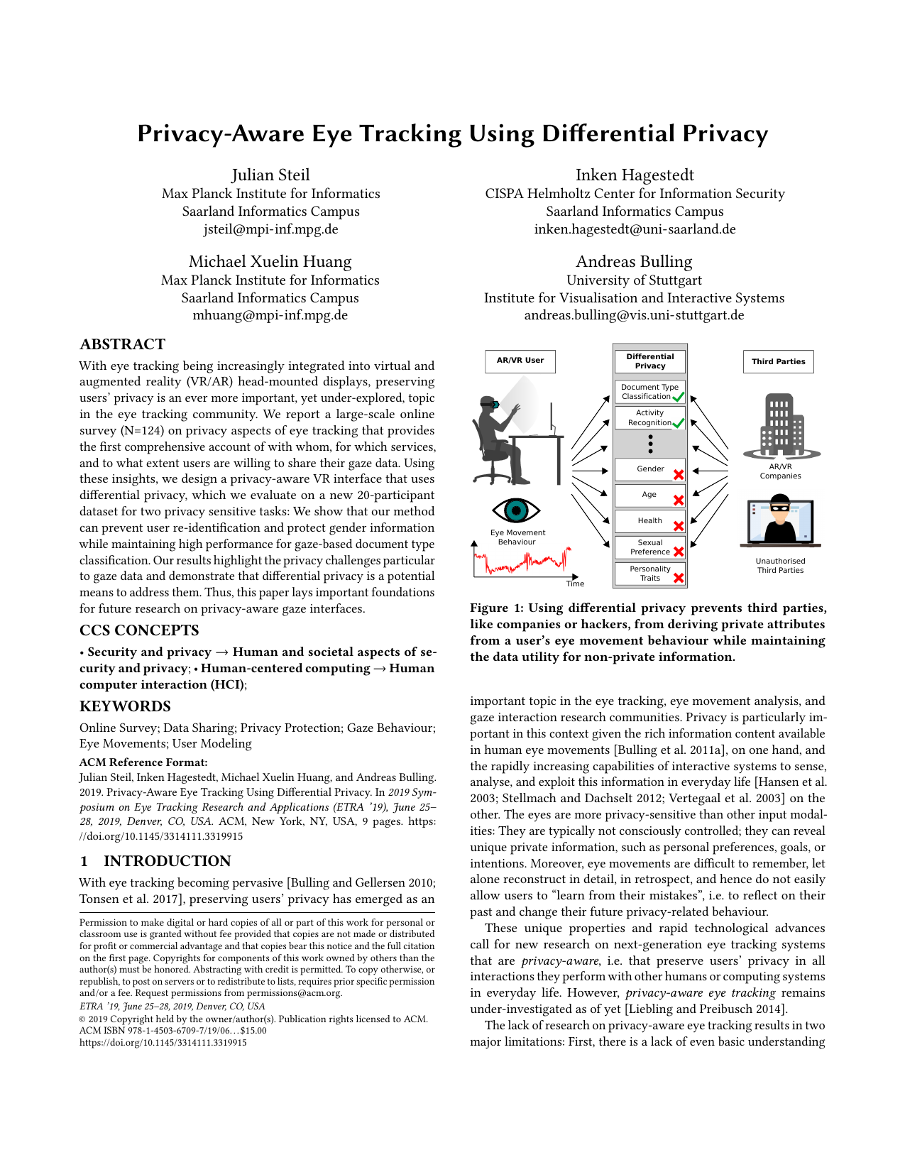 Privacy-Aware Eye Tracking Using Differential Privacy