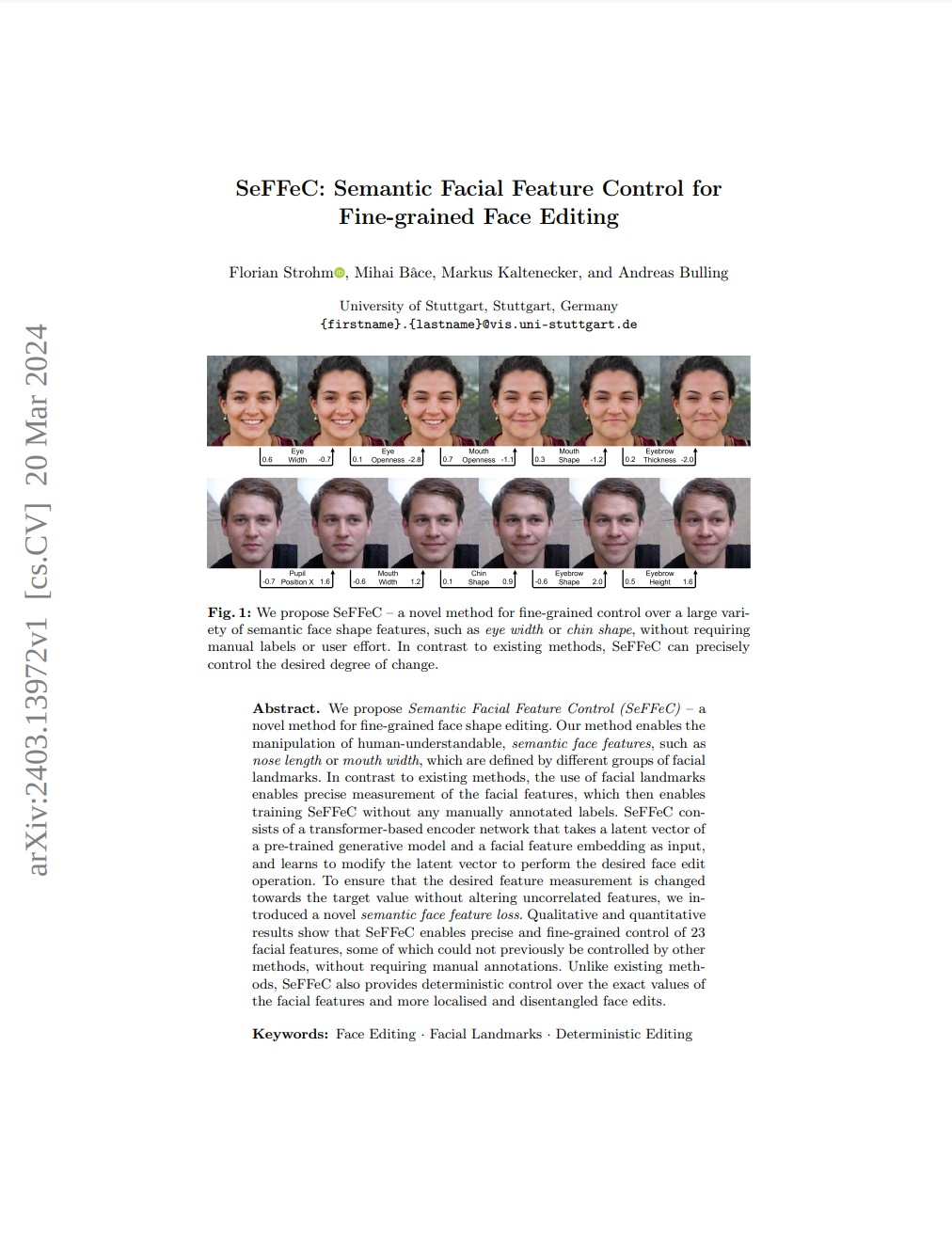 SeFFeC: Semantic Facial Feature Control for Fine-grained Face Editing