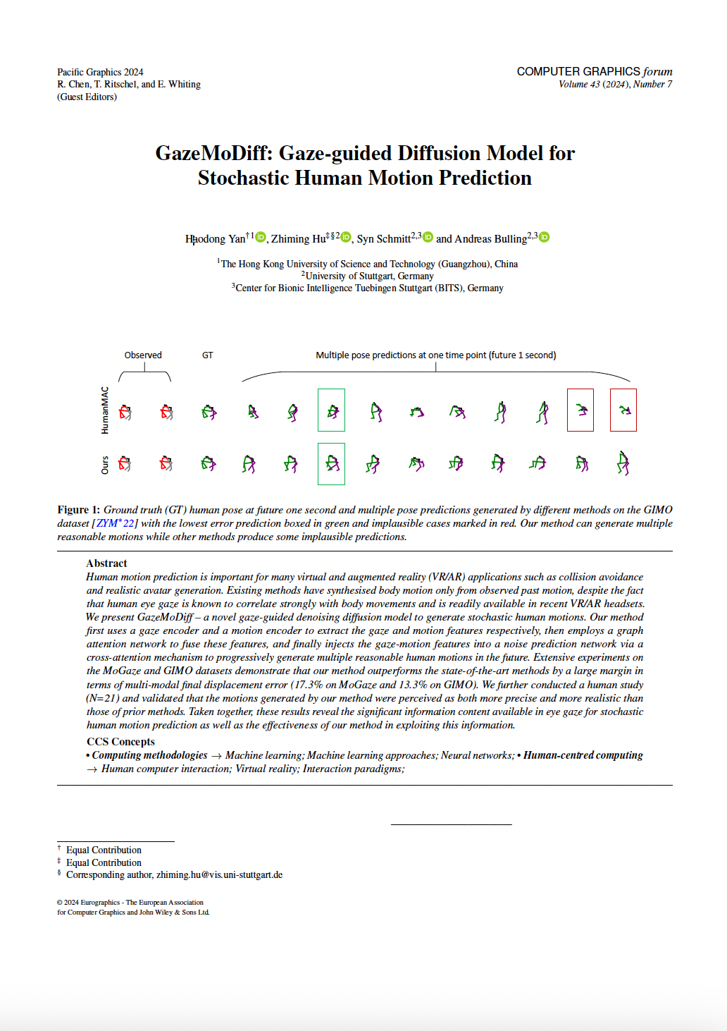 GazeMoDiff: Gaze-guided Diffusion Model for Stochastic Human Motion Prediction